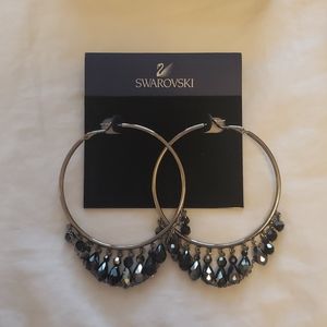 Swarovski Jet Black Crystal Hoops